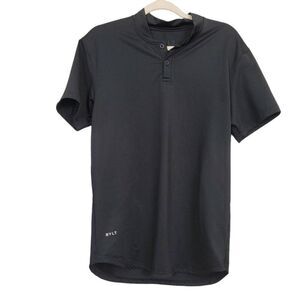 BYLT Drop Cut Stealth‎ Polo Sz M Black Sleek Casual Short Sleeve Muscle Gym